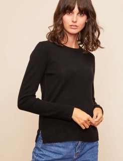 Pull Col Rond Ml Fentes Cotes 100%cashmere Gg12